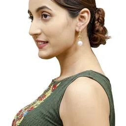 Shining Jewel - By Shivansh Gold -Plated Beaded Drop Earrings image 2