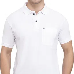 proriders Men Solid Polo Neck Cotton Blend White T-Shirt image 1