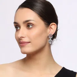 VENI Silver-Plated Oxidised Classic Drop Earrings Earrings image 5