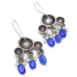 Ozanoo Silver-Plated Beaded Drop Earrings image 3