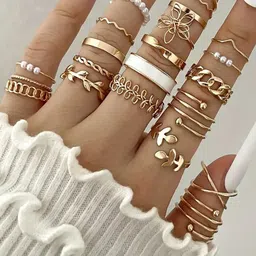 Jewels Galaxy Set Of 22 Gold-Plated Stackable Finger Rings image 5