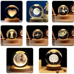 shopogenix Glowing Heart Crystal Ball 3DCarved Wood Base Decorative Gift for Kids_L775 Table Lamp image 5