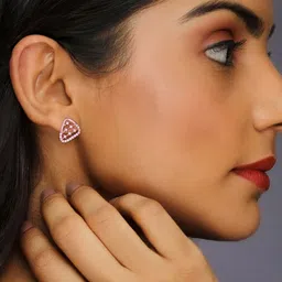 GIVA 925 Silver Rose Gold Set-Square Earrings image 5