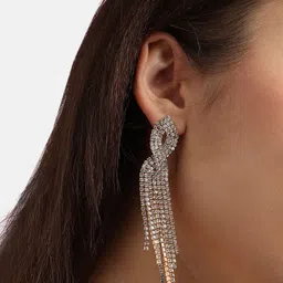 DressBerry Silver Plated Studded Drop Earrings image 5