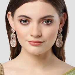 KARATCART Rose-Gold Plated Cubic Zirconia Classic Drop Earrings image 5