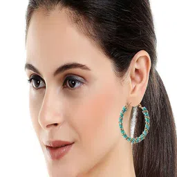 UNIVERSITY TRENDZ Gold-Plated Artificial Beads-Beaded Hoop Earrings image 5