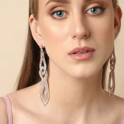 SOHI Gold Plated Contemporary Drop Earrings-picture-32