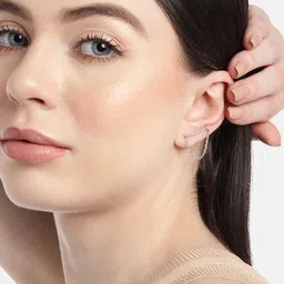 Carlton London Rhodium-Plated Contemporary Drop Earrings image 5