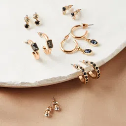Accessorize Pack Of 6 Gem Studded Hoop Earrings image 1