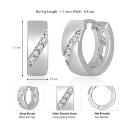 Peora Silver-Plated Brass Contemporary Shaped Cubic Zirconia Stone Studs Earrings image 2