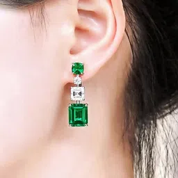 Jewels Galaxy Silver-Plated Geometric Drop Earrings image 3