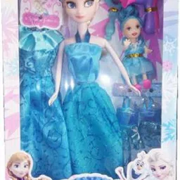 s yuvraj Beautiful Frozen Fashion Doll for Baby/Girl Frozen Classic Fairy 2 Doll Set Big and Small with Dresses & Hair Accessories (Multicolor) image 1