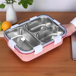 colorbee Action System Stainless Steel Lunch Box with 3 Airtight Leakproof Compartments 3 Containers Lunch Box-picture-17