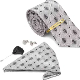 MUTAQINOTI Silk Cufflink & Tie Pin Set image 2