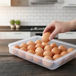 24 Grid Egg Storage Tray, Fridge Container with Lid Plastic Kitchen Trolley-image-37