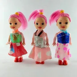 akflicks Mini Fashion Dolls Set, 6 Pack, Colourful Metallic Dresses image 3