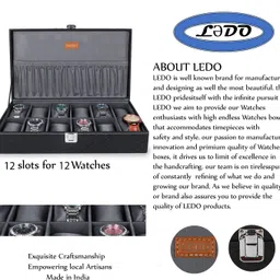 ledo Unisex Watch Box Organizer Holder Case In 12 Slots of watches In Black and Gray Watch Box image 5
