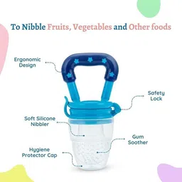 sipro Silicone Food/Fruit Nibbler, Soft Pacifier & Feeder (Joystar Blue) Feeder image 2