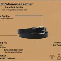 craft india Women Black Genuine Leather Belt image 3