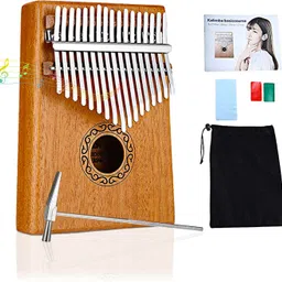 hasthip Kalimba 17 Keys, Mahogany & Mineral Steel Rods Portable Thumb Piano-picture-18