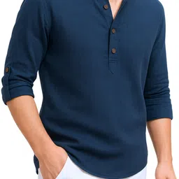 deneeja Men Self Design Cotton Blend Straight Kurta image 1