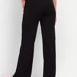 next one Women Loose Fit Black Lycra Blend Trousers image 2