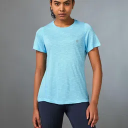cult Women Self Design Round Neck Polyester Blue T-Shirt image 4