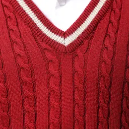 the indian garage co. Men Self Design V Neck Maroon Sweater image 5