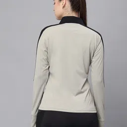 jump usa Women Colorblock High Neck Polyester Grey T-Shirt image 2