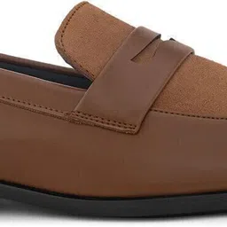 here&now Tan Suede Formal Slip Ons Loafers For Men image 4