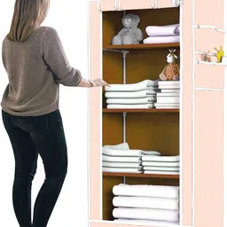 flipkart perfect homes studio Single Door 4 Shelf Awesome Momes Print Carbon Steel Collapsible Wardrobe image 4