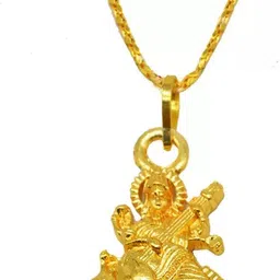 Jewelry Saraswati Mata Locket Gold-plated Brass Pendant Set Brass Pendant-image-9