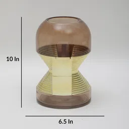 vinca decor Golden Hourglass Orange Glass Vase image 2
