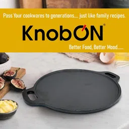 knobon Pre-Seasoned Cast Iron Flat Dosa/Roti/Chapati Tawa Pan With 2 Side Handle 30 Cm Tawa 30 cm diameter image 5