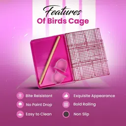 hara enterprises 1.5 Ft pink Bird Cage for Budgies, Finches, Lovebirds & Free Toys Bird Cage image 2