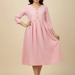 arvaze Women A-line Pink Knee Length Dress-picture-18