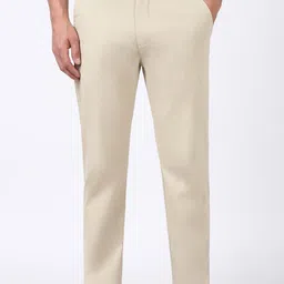 peter england Men Skinny Fit Beige Cotton Blend Trousers-picture-13