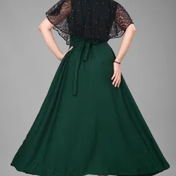 qena Women Maxi Dark Green, Black Full Length Dress image 2