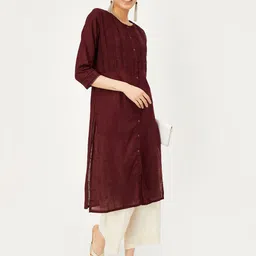 max Women Printed Cotton Blend Straight Kurta image 2