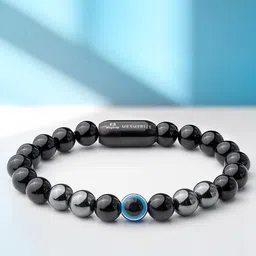Mesmerize Unisex Protective Evil Eye Hematite Onyx Elasticated Bracelet-picture-48