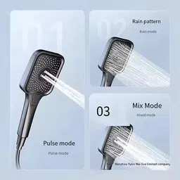 Prossimagen Luxury Grey Matte Rainfall Shower Panel Set Thermostatic Brass Body mixer Mixer | Multi-Function Handheld & Body Spray Piano Switches, 4-Function Rainfall & Waterfall System (Gun Grey) image 3