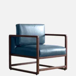 timberly Aura Pu Leather Arm Chair in Blue Colour image 4