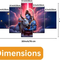 jb creations Sacred Mahadev Wall Art Set of 5 (30x18 inches) Digital Reprint 18 inch x 30 inch Painting image 2