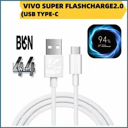 BKN USB Type C Cable 6 A 1 m CERTIFIED 6 AMPERE / 44 WATT VIVO ULTRA FLASH CHARGE DATA CABLE FOR Type C Cable For Compatible with Vivo X50 PRO / Vivo Y73,Vivo Z1x,Vivo Z5,Vivo Z6,Vivo Z6 5G AND ALL VIVO TYPE C MOBILE PHONES-picture-19