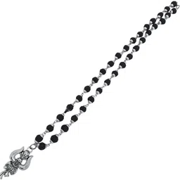 Om TRishul Rudraksha Mala With Panchmukhi Original rudraksha Mala Beads Silver Plated Brass, Wood Necklace-image-12