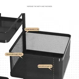 trendycreationhub 3 Layer Storage Organizer Tralley Rotating Vegetable Basket for Kitchen Iron Kitchen Trolley image 3