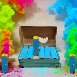 wish cloud Colour Pyros Pack of 6 Pcs & 1 Pyro Gun Holi Color Powder Pack of 6 image 2