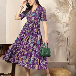 stylum Women Fit and Flare Purple Maxi/Full Length Dress image 5