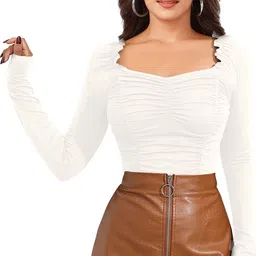 london belly Casual Regular Sleeves Solid Women White Top image 1