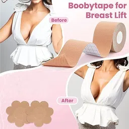 jenico world Sweat-Proof Breast Lift Double Sided Tape for Clothes Cotton Push Up Bra Petals Breast Nipple Shield image 3